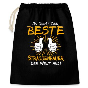 Strassenbauer Geschenkidee - Geschenkbeutel aus Baumwolle (40 x 50 cm) - Schwarz - Vorne
