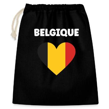 Belgische Herz-Trikolore - Geschenkbeutel aus Baumwolle (40 x 50 cm) - Schwarz - Vorne
