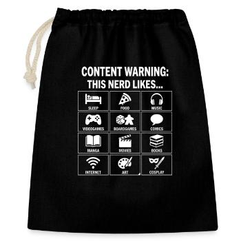 Content Warning – Nerd Culture Hobby Guide - Gift Bag 40 x 50 cm - black - Front