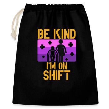 Aidant aidant Soins aux personnes âgées Soyez gentils Je suis de service - Sac cadeau 40 x 50 cm - noir - Devant