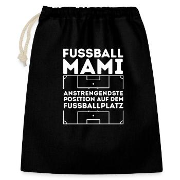 Fußball Mami Anstrengendste Position auf dem Platz - Geschenkbeutel aus Baumwolle (40 x 50 cm) - Schwarz - Vorne