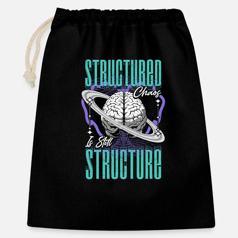 Neurodiversité neurodivergente structurée chaos - Sac cadeau 40 x 50 cm - noir