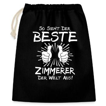 Bester Zimmerer - Geschenkbeutel aus Baumwolle (40 x 50 cm) - Schwarz - Vorne