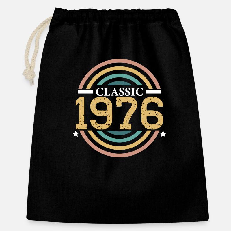 Klassischer Geburtstag 1976, 50 Jahre alt, Geburt - Geschenkbeutel aus Baumwolle (40 x 50 cm) - Schwarz