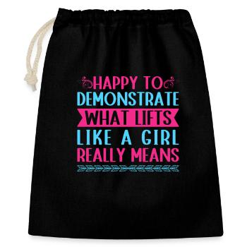 Fitness Motivation Bodybuilder Demonstrate Girl - Geschenkbeutel aus Baumwolle (40 x 50 cm) - Schwarz - Vorne