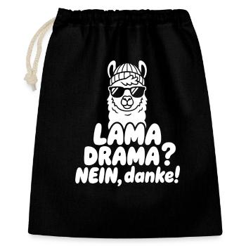 Lama Drama Nein Danke - Geschenkbeutel aus Baumwolle (40 x 50 cm) - Schwarz - Vorne