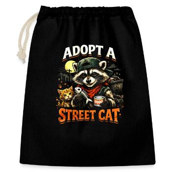 Adopt a Street Cat - Geschenkbeutel aus Baumwolle (40 x 50 cm) - Schwarz - Vorne