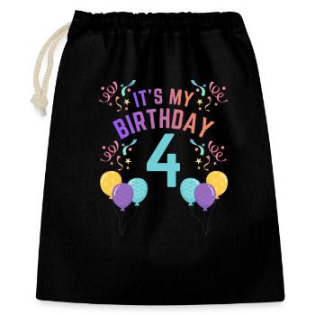 4 ans fille C’est mon anniversaire Enfants Anniversaire - Sac cadeau 40 x 50 cm - noir - Devant