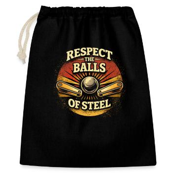 Pinball Flipperspieler Respect The Balls Of Steel - Geschenkbeutel aus Baumwolle (40 x 50 cm) - Schwarz - Vorne