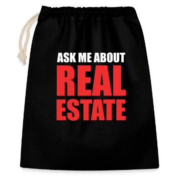 Demandez-moi à propos de l’immobilier – Bold Red - Sac cadeau 40 x 50 cm - noir - Devant