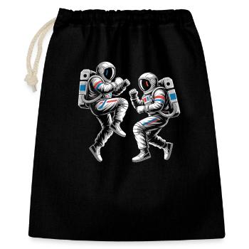 Astronaut duels in retro style - Gift Bag 40 x 50 cm - black - Front