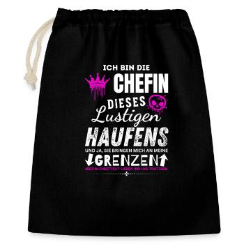 Chefin dieses Lustigen Haufens Chefin Geschenke - Geschenkbeutel aus Baumwolle (40 x 50 cm) - Schwarz - Vorne