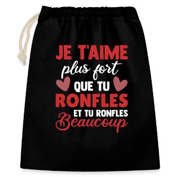 Humour Saint Valentin Homme Femme Couple Ronfles - Sac cadeau 40 x 50 cm - noir - Devant