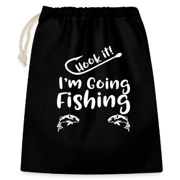 Accroche-le, je vais pêcher - Sac cadeau 40 x 50 cm - noir - Devant