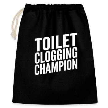 Toilet Clogging Champion Funny Slogan - Gift Bag 40 x 50 cm - black - Front