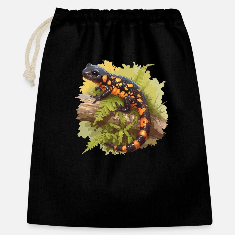 Feuersalamander Salamander - Geschenkbeutel aus Baumwolle (40 x 50 cm) - Schwarz