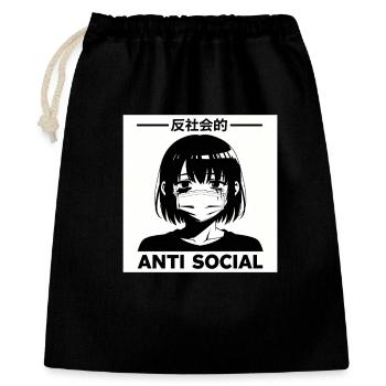 Antisocial Japanese Vaporwave Anime Girl - Gift Bag 40 x 50 cm - black - Front