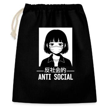 Antisocial Japanese Vaporwave Anime Girl - Gift Bag 40 x 50 cm - black - Front