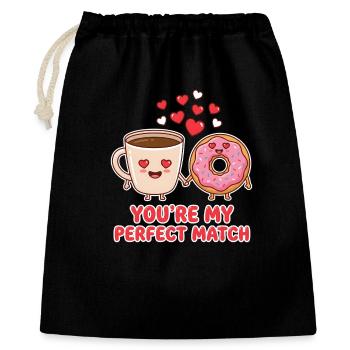 Tu es mon parfait partenaire Donut au café Valentine - Sac cadeau 40 x 50 cm - noir - Devant