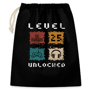 Level 25 freigeschaltet - Geschenkbeutel aus Baumwolle (40 x 50 cm) - Schwarz - Vorne