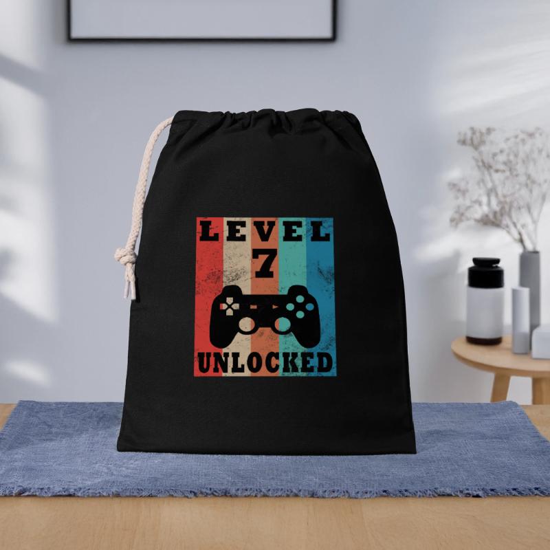 Level 7 freigeschaltet Retro-Controller Geschenkbeutel aus Baumwolle (40 x 50 cm)