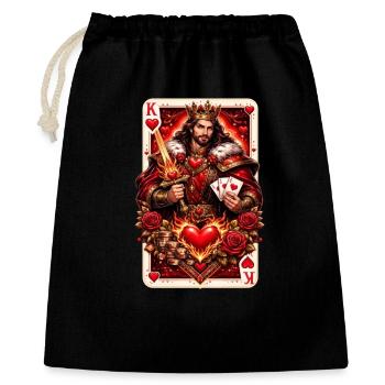Chemise de couple Roi de Cœur de cartes à jouer pour la Saint-Valentin n°1 - Sac cadeau 40 x 50 cm - noir - Devant