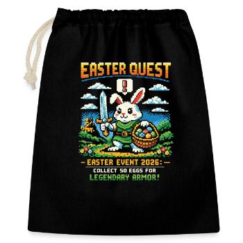 Easter Quest Pixelbunny – Sammle Eier 2026 - Geschenkbeutel aus Baumwolle (40 x 50 cm) - Schwarz - Vorne