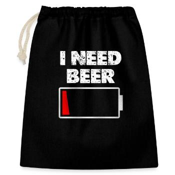 J’ai besoin de bière – Batterie vide - Sac cadeau 40 x 50 cm - noir - Devant
