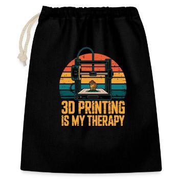  3D Printing Is My Therapy Retro 3D Drucker Maker - Geschenkbeutel aus Baumwolle (40 x 50 cm) - Schwarz - Vorne