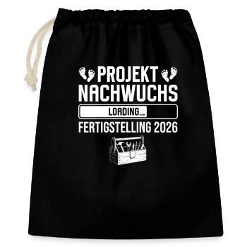 Projekt Nachwuchs 2026 Handwerker Papa - Geschenkbeutel aus Baumwolle (40 x 50 cm) - Schwarz - Vorne