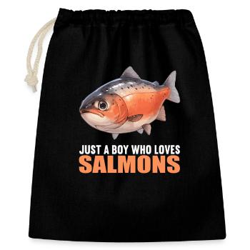 Lachse Lachs - Geschenkbeutel aus Baumwolle (40 x 50 cm) - Schwarz - Vorne