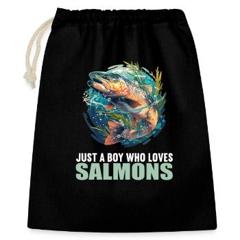 Lachse Lachs - Geschenkbeutel aus Baumwolle (40 x 50 cm) - Schwarz - Vorne