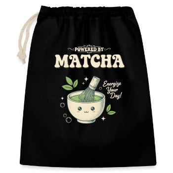 Angetrieben von Matcha Energize Your Day Matcha Tea - Geschenkbeutel aus Baumwolle (40 x 50 cm) - Schwarz - Vorne