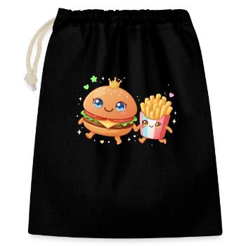 Burgers et frites - Sac cadeau 40 x 50 cm - noir - Devant