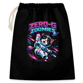 Null-G Zoomies | Astro Katze Weltraum Humor - Geschenkbeutel aus Baumwolle (40 x 50 cm) - Schwarz - Vorne