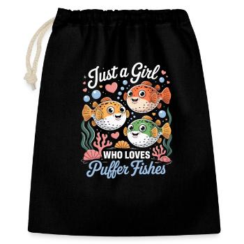 Puffer Fish Girl Motif - Gift Bag 40 x 50 cm - black - Front