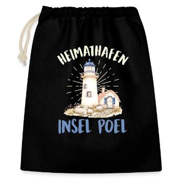 Ostsee Urlaub HEIMATHAFEN INSEL POEL Lustig - Geschenkbeutel aus Baumwolle (40 x 50 cm) - Schwarz - Vorne