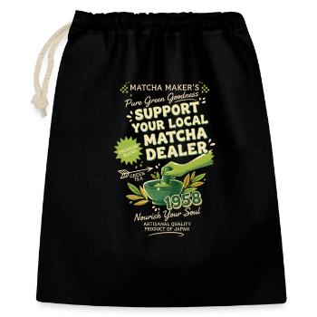 Support Your Local Matcha Dealer Green Tea Matcha - Geschenkbeutel aus Baumwolle (40 x 50 cm) - Schwarz - Vorne