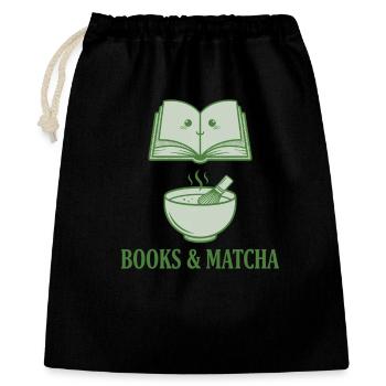 Books And Matcha Matcha Lover Green Tea Funny - Geschenkbeutel aus Baumwolle (40 x 50 cm) - Schwarz - Vorne