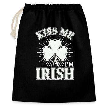 Kiss Me I'm Irish Shamrock Vintage-Zitat - Geschenkbeutel aus Baumwolle (40 x 50 cm) - Schwarz - Vorne