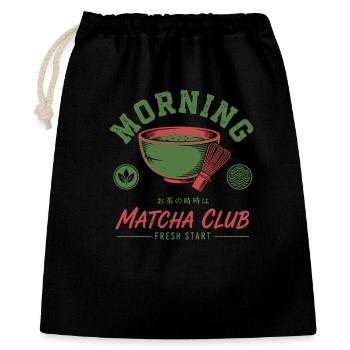 Morning Matcha Club Fresh Start Green Tea Matcha - Geschenkbeutel aus Baumwolle (40 x 50 cm) - Schwarz - Vorne