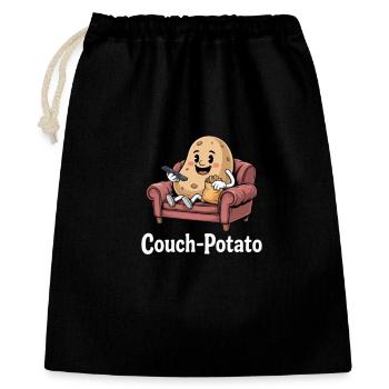 Couch Potato Lustiger Fauler Serienjunkie - Geschenkbeutel aus Baumwolle (40 x 50 cm) - Schwarz - Vorne