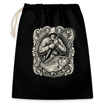 Vintage Angler Fisch Illustration - Geschenkbeutel aus Baumwolle (40 x 50 cm) - Schwarz - Vorne