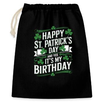StPatrick's Birthday – Happy Birthday - Gift Bag 40 x 50 cm - black - Front