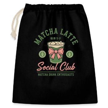 Matcha Latte Social Club Matcha Drink Enthusiasts - Geschenkbeutel aus Baumwolle (40 x 50 cm) - Schwarz - Vorne