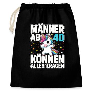 40. Geburtstag 40er 40ter 40 Jahre alt Einhorn - Geschenkbeutel aus Baumwolle (40 x 50 cm) - Schwarz - Vorne