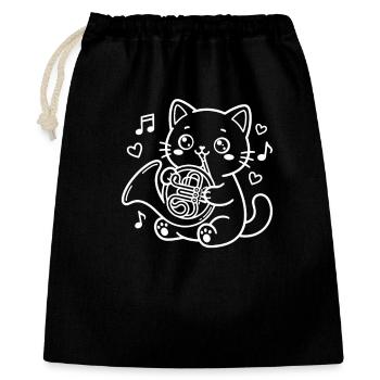 Kawaii cat plays French horn - Gift Bag 40 x 50 cm - black - Front
