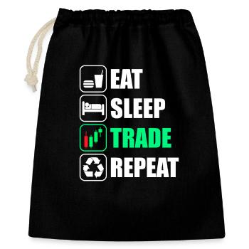 Manger le sommeil, trader boursier répété - Sac cadeau 40 x 50 cm - noir - Devant