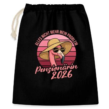 Pensionärin 2026 Flamingo Ruhestand Geschenk - Geschenkbeutel aus Baumwolle (40 x 50 cm) - Schwarz - Vorne