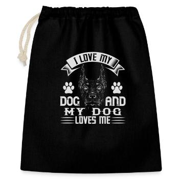 Le doberman adore dire design graphique - Sac cadeau 40 x 50 cm - noir - Devant